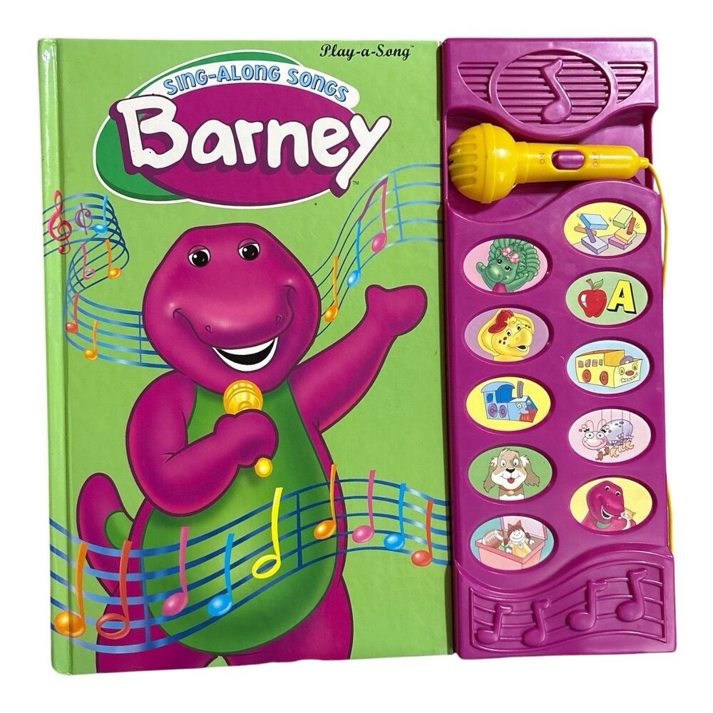 Vintage Barney Sing-Along Songs Hardcover Book & Microphone 1999 - TESTED